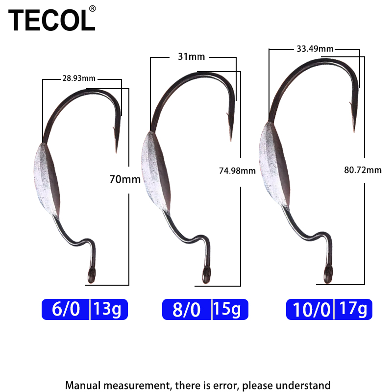 TECOL 3 SZT. 6/0 8/0 10/0 Obci – Fishing Hook Weedless recenzja i cena