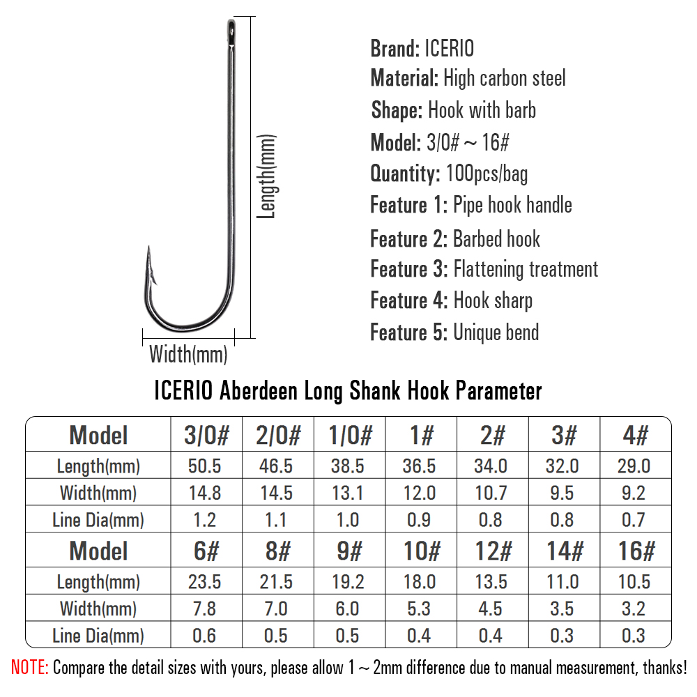ICERIO 100 SZT 16 #   - 3/0 dł – Fishing Hook Barbless recenzja i cena